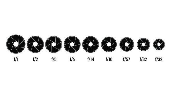 Camera Aperture Blades Diagram F Stop Values.