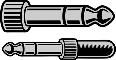 Audio jack and plug connectors for sound equipment illustration