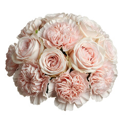 Beautiful bouquet of pink and white roses and carnations flowers
