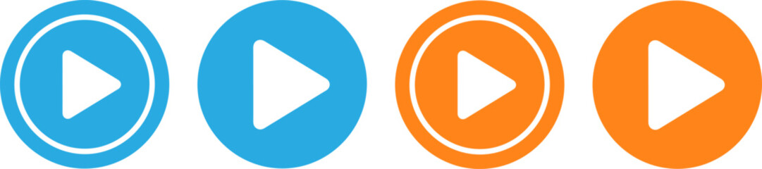 Play button icons in blue and orange for media and technology use
