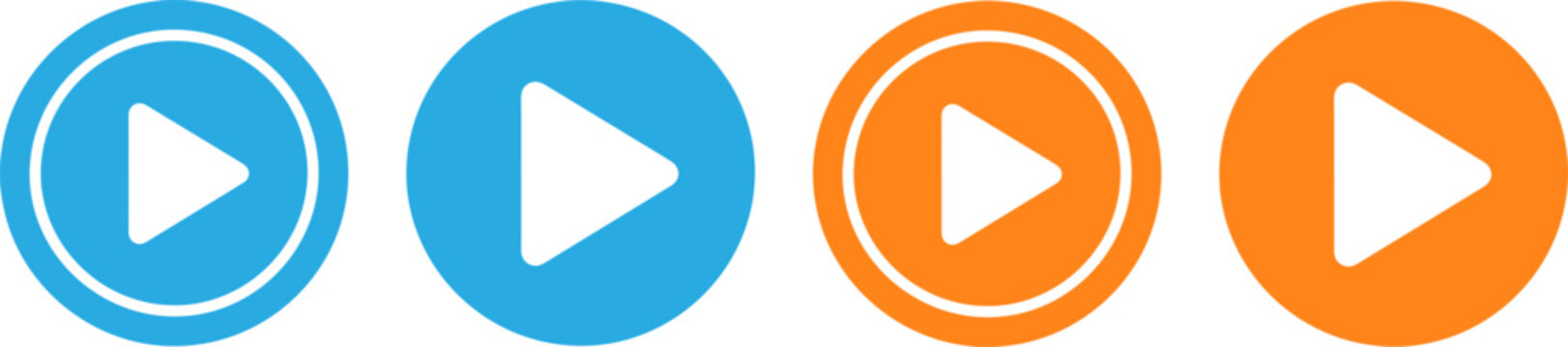 Play button icons in blue and orange for media and technology use