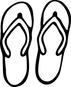 Flip Flops Hand Drawn Outline
