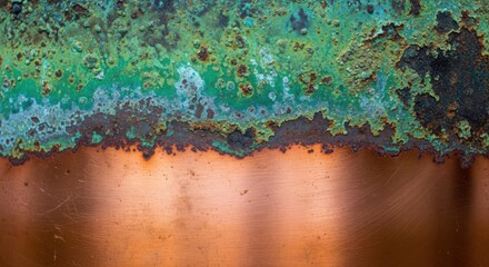 Rusty metal surface with green corrosion for design and backgrounds