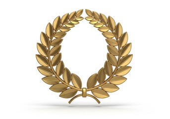 Golden wreath made of stylized leaves forms an award symbol against a white background.