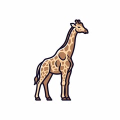 Fototapeta premium Cartoon Giraffe Standing on White Background.