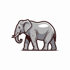 Obraz premium Gray Cartoon Elephant Illustration on White.