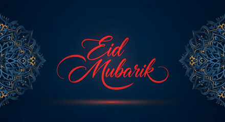 Eid mubarak greeting card with ornate designs
