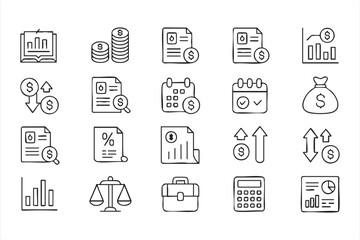 Fototapeta premium Profit Growth and Budget Management Black Icons