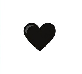 Fototapeta premium A sleek, black heart icon with a glossy, reflective surface on white
