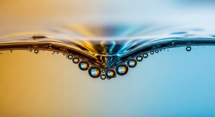 Water surface with bubbles close-up photography for business presentation