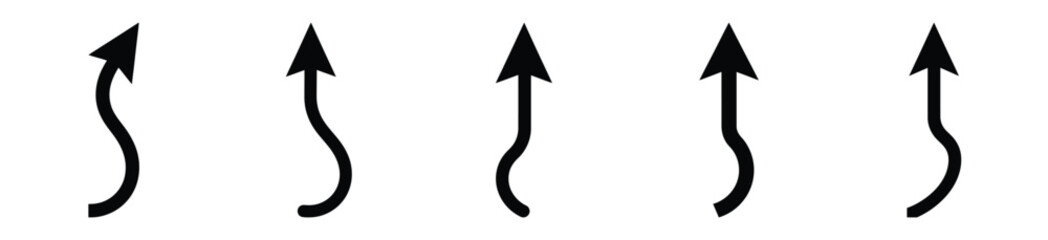 Collection of Happy Halloween devil tail silhouette icon set. Vector illustration on white background.