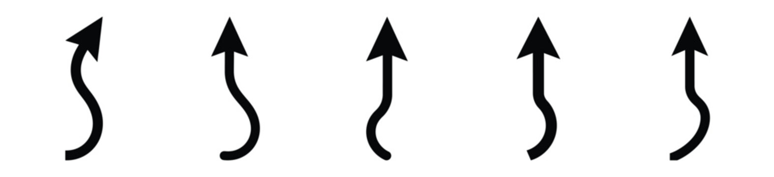 Collection of Happy Halloween devil tail silhouette icon set. Vector illustration on white background.