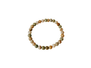 Obraz premium Beaded Bracelet with Earthy Tones and Gold Accent Isolated on Black Background