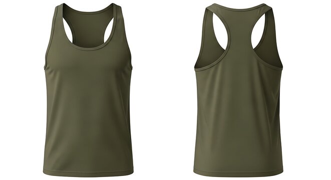 Mockup olive green color of man racerback tank top