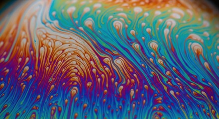 Colorful soap bubble surface pattern macro closeup