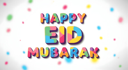 Vibrant eid mubarak celebration background with colorful confetti
