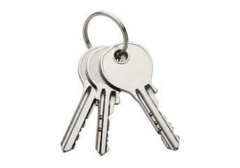 Three keys on keyring isolated on transparent background