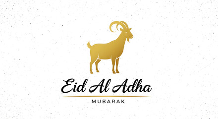 Eid al adha mubarak islamic holiday logo with goat illustration