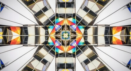 Stained glass ceiling design, geometric pattern, architectural detail for interior design