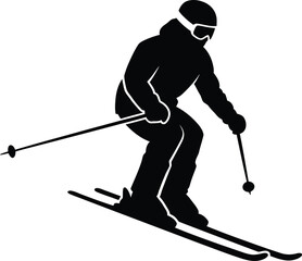 Fototapeta premium Winter skiing vector silhouette for ski resort marketing activity event visuals and cold-weather branding Vector illustration 