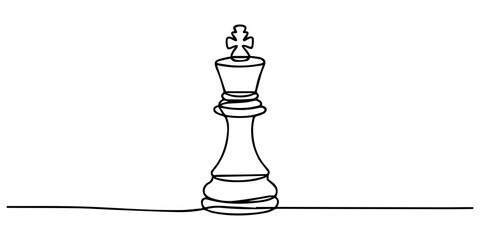ivory chess king continuous one line drawing, one continuous line drawing of the king of chess pieces.one line drawing of the king in the game of chess.single line vector illustration of chess pieces. © Gerish