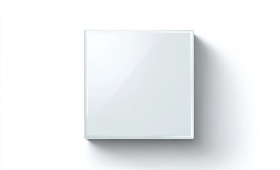 Glossy white square surface casting a soft shadow on a white background