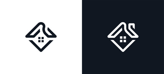 Real estate logo. Home or house with square symbol. Vector illustration template