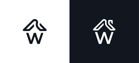 initial Letter W Home or house Logo Concept sign icon symbol Design. Real estate logo. Vector illustration template