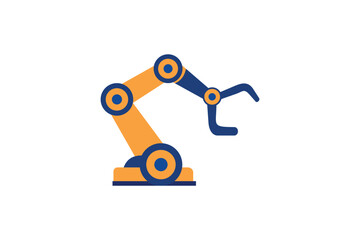 Industrial Robotic Arm Flat Vector Icon &ndash; Automation Technology Illustration