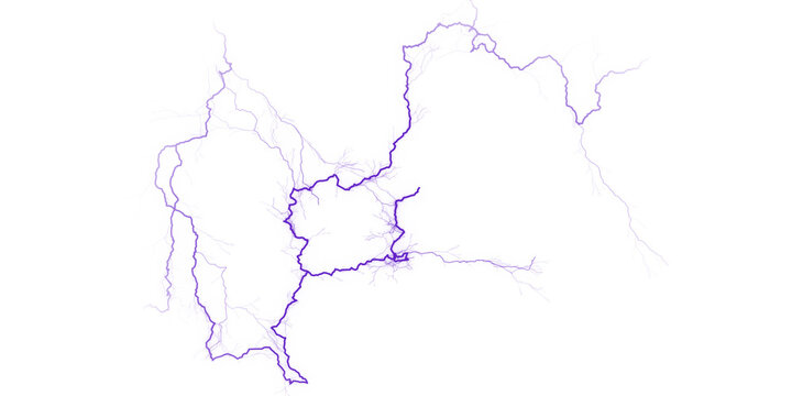 Electric purple lightning bolt striking dark stormy night sky atmospheric power natural phenomenon energy burst