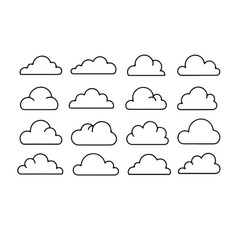 Obraz premium Cloud Icon Set Weather Symbol Collection Isolated on White Background