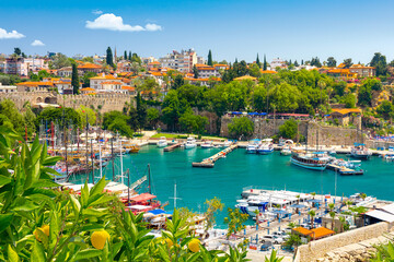 Naklejka premium Panoramic view of Antalya Old Town. Antalya, Turkey