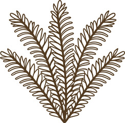 Naklejka premium Brown fern frond illustration with detailed leaves on white background