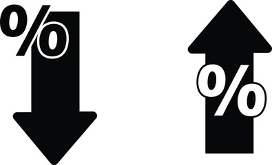 Percentage symbols with arrows indicating change