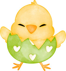 watercolor easter egg baby chick