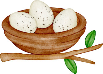 watercolor easter bird nest