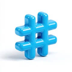 Obraz premium Shiny blue hashtag symbol with rounded edges on a white background