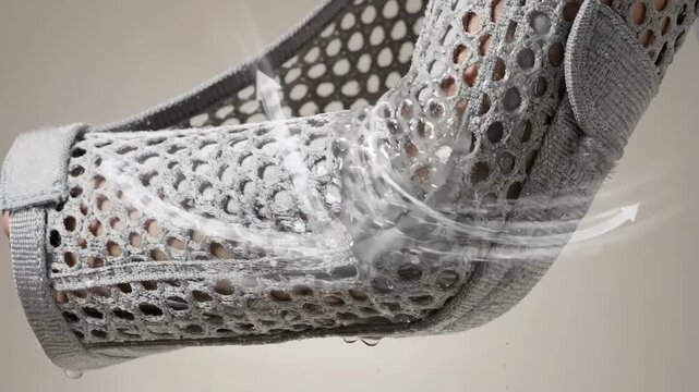 Medium shot of breathable orthopedic sling webbing showcasing airflow and moisturewicking properties for patient comfort during extended wear.