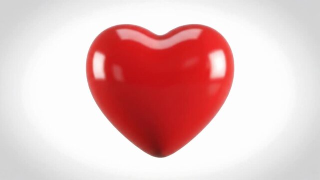 Red heart shape on a white background showing a simple design and smooth texture