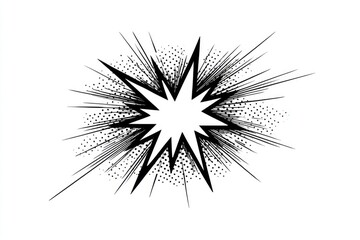 Obraz premium Radial explosion pattern with jagged edges and halftone dots