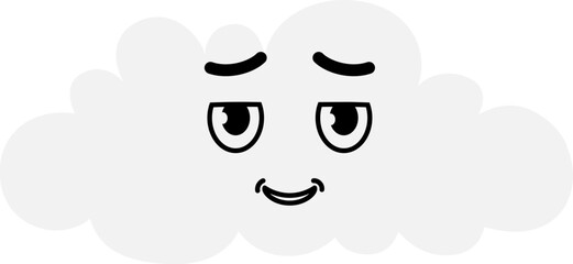 Obraz premium Smiling white cloud. Cute sky face doodle