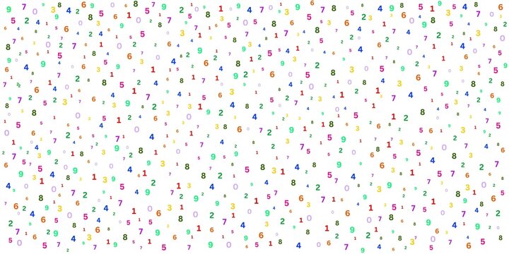Colorful seamless numbers pattern with scattered digits on light background. Fun educational repeating design ideal for kids wallpaper, wrapping paper, textile and school materials.