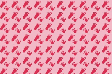 Obraz premium Seamless Baby Footprints Pattern for Gift Wrap and Packaging