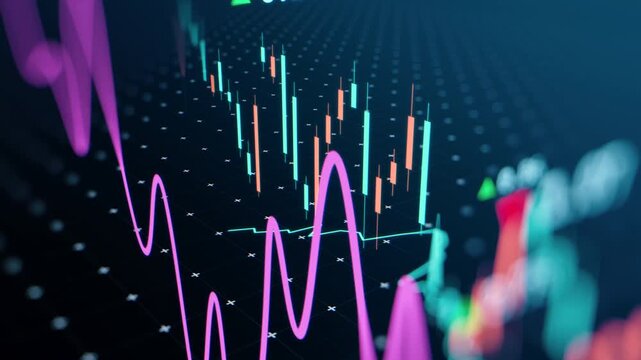 Stock market graph candlestick price fluctuations and financial data