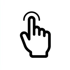 Stylized hand cursor icon, index finger poised to tap