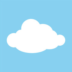 Obraz premium Fluffy cloud on a blue background. Design elements for weather forecasting, web interface, or cloud applications for storing data, illustrating comics, and books. Vector EPS 10.