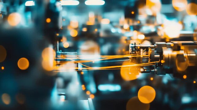 Robotic automation technology driving intelligent production in a modern factory setting with precision machinery, creating connections and optimizing workflow for advanced industry concepts