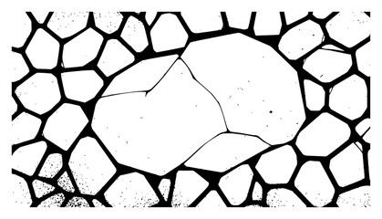 Close up view of cracked stone pavement or dry ground in engraving style © Cristiano