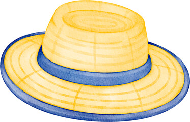 watercolor thai straw hat