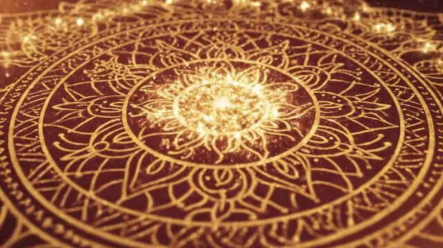 Gold Mandala Pattern Festive Diwali Holi Celebration Background Animation Traditional Indian Deign